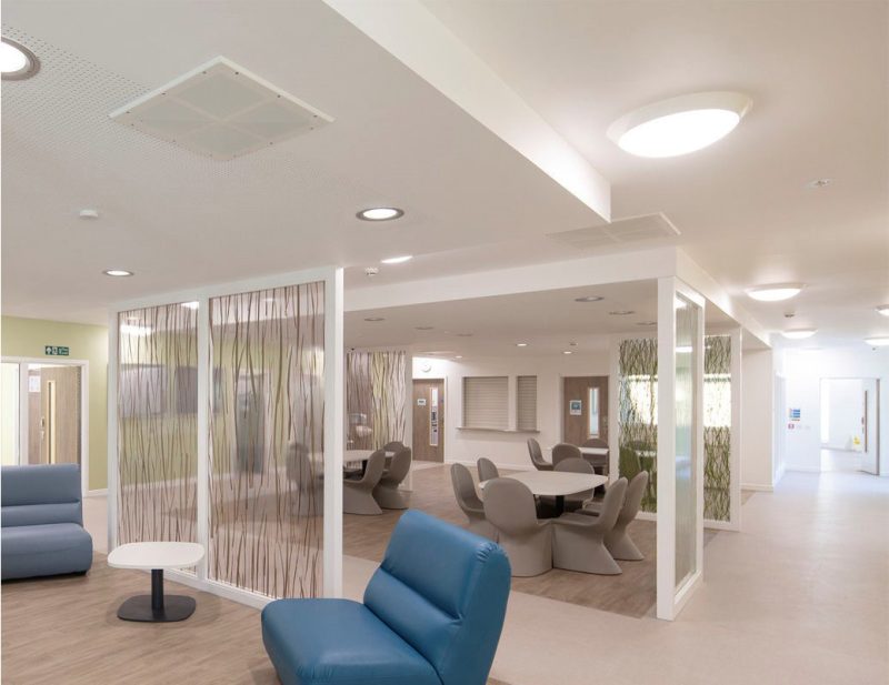 An occupied healthcare building with its lighting installation.